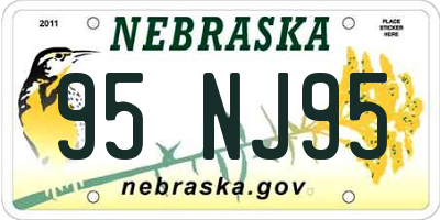 NE license plate 95NJ95