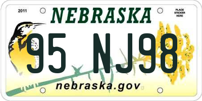 NE license plate 95NJ98