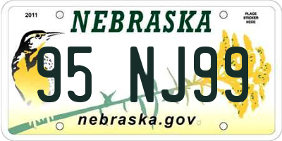 NE license plate 95NJ99