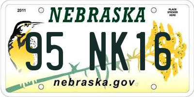 NE license plate 95NK16