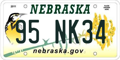 NE license plate 95NK34