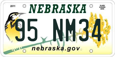 NE license plate 95NM34