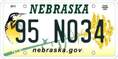 NE license plate 95NO34