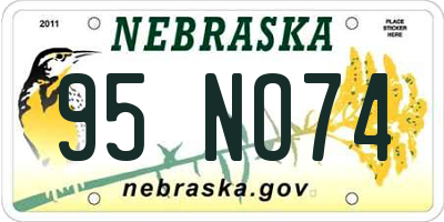 NE license plate 95NO74