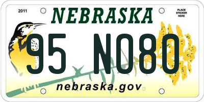 NE license plate 95NO80