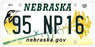 NE license plate 95NP16
