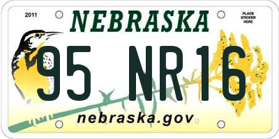 NE license plate 95NR16