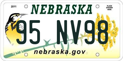 NE license plate 95NV98