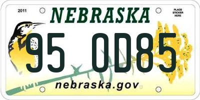 NE license plate 95OD85