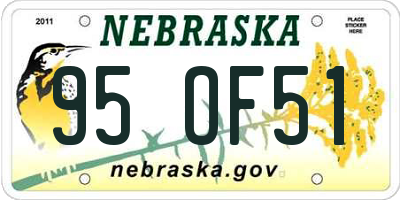 NE license plate 95OF51