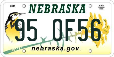 NE license plate 95OF56