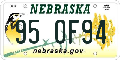 NE license plate 95OF94