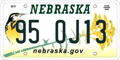 NE license plate 95OJ13