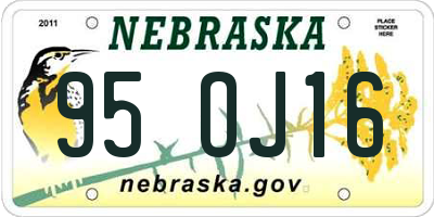 NE license plate 95OJ16
