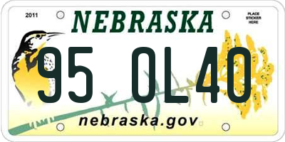 NE license plate 95OL40