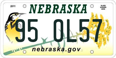 NE license plate 95OL57