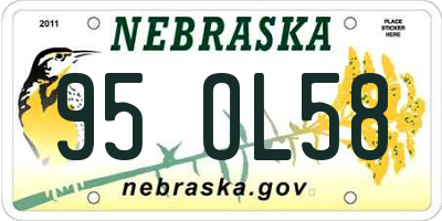 NE license plate 95OL58