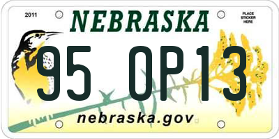 NE license plate 95OP13