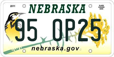 NE license plate 95OP25
