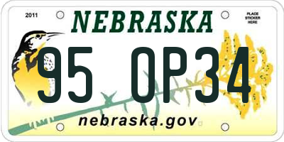 NE license plate 95OP34
