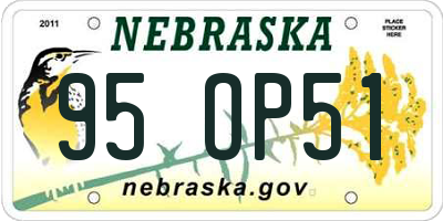 NE license plate 95OP51
