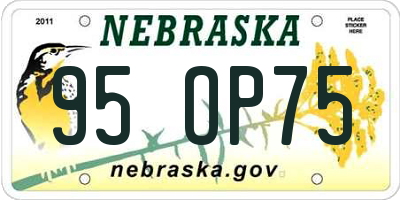 NE license plate 95OP75