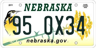 NE license plate 95OX34