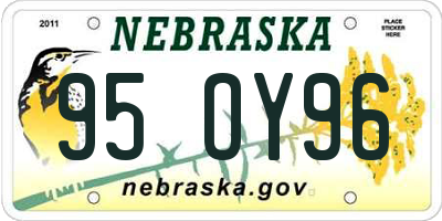 NE license plate 95OY96