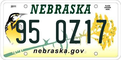 NE license plate 95OZ17