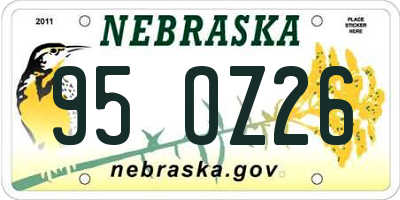 NE license plate 95OZ26