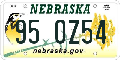 NE license plate 95OZ54