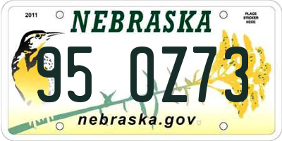NE license plate 95OZ73