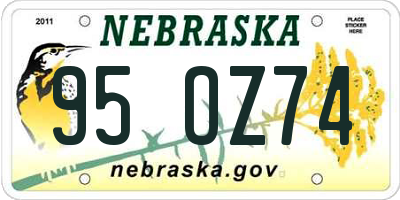 NE license plate 95OZ74