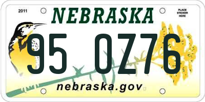 NE license plate 95OZ76