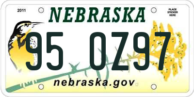 NE license plate 95OZ97