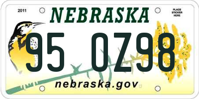 NE license plate 95OZ98