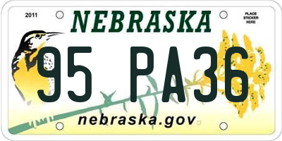 NE license plate 95PA36