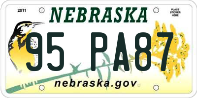 NE license plate 95PA87