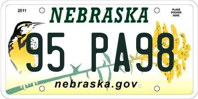 NE license plate 95PA98