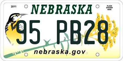 NE license plate 95PB28