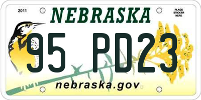 NE license plate 95PD23