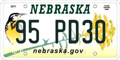 NE license plate 95PD30