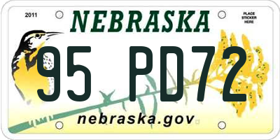NE license plate 95PD72