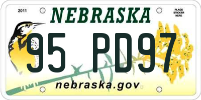 NE license plate 95PD97
