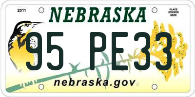 NE license plate 95PE33