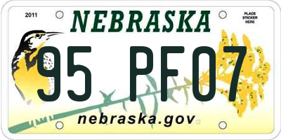 NE license plate 95PF07