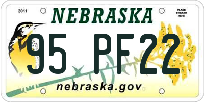 NE license plate 95PF22