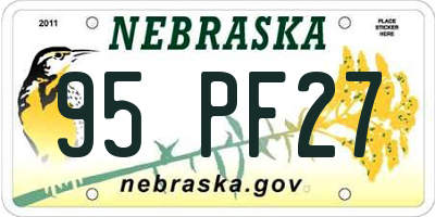 NE license plate 95PF27