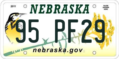 NE license plate 95PF29