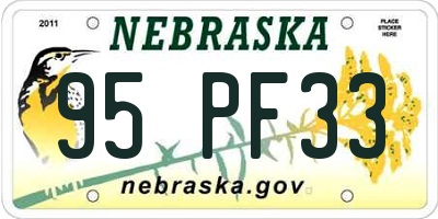 NE license plate 95PF33